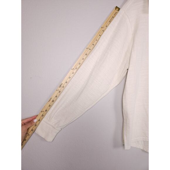 FP Beach by Free People Button Down Textured Sweater Top Ivory Size S Oversized - Picture 5 of 16